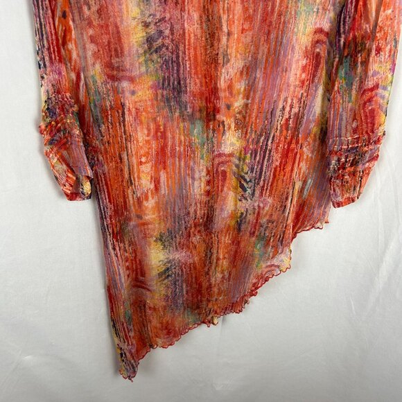 Casual Studio Abstract Blouse Women Medium Red Button Asymmetrical Boho Lagen - Picture 7 of 8